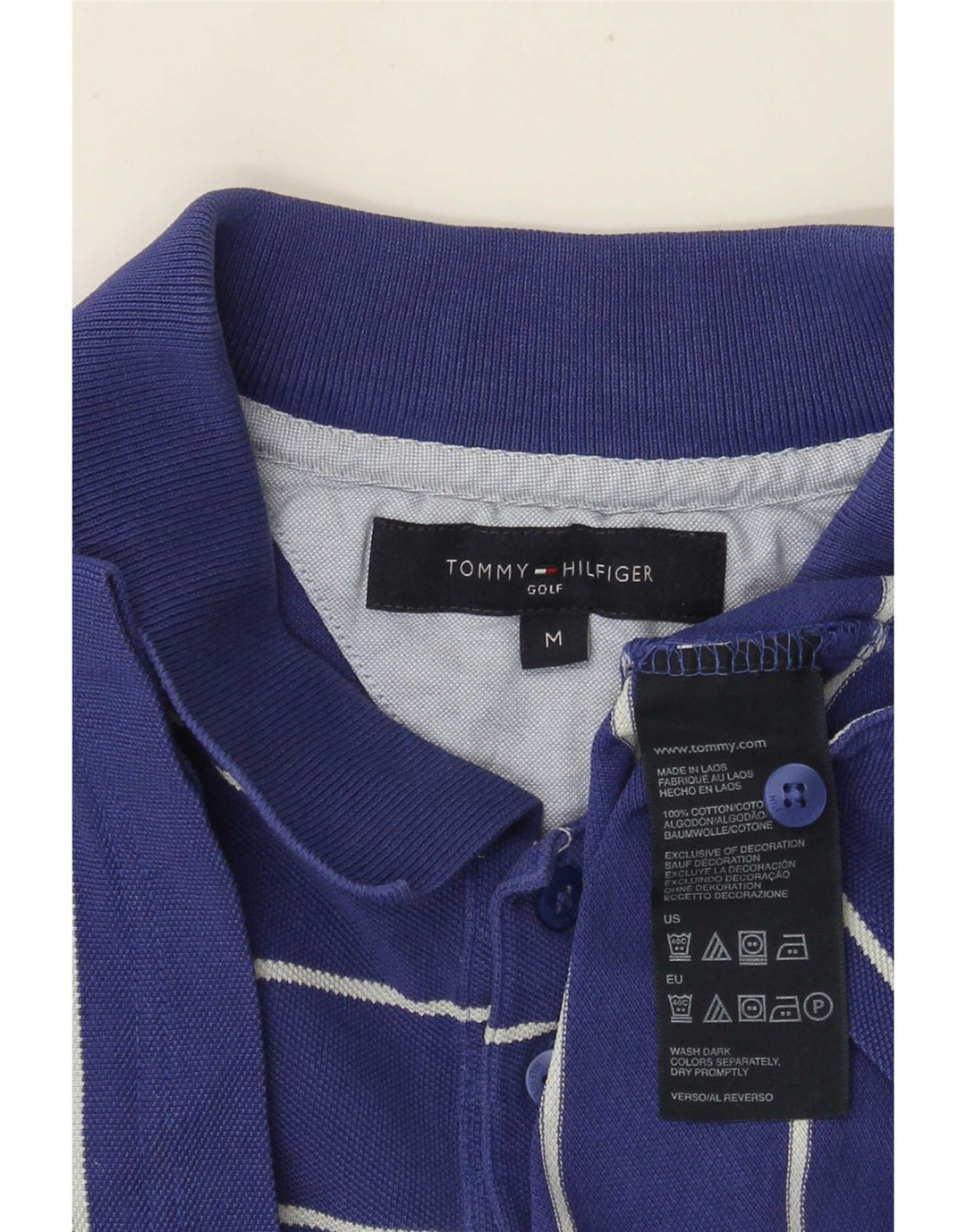 Męska koszulka polo Tommy Hilfiger, bawełniana w średnie niebieskie paski