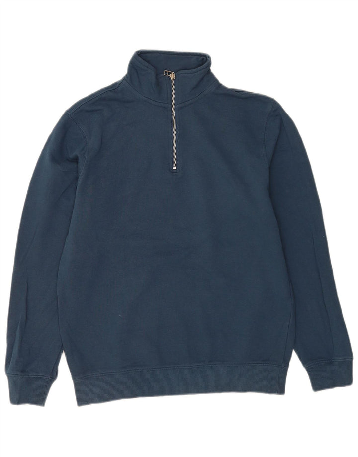 Męski sweter z zamkiem błyskawicznym John Lewis, mały, granatowy, bawełniany
