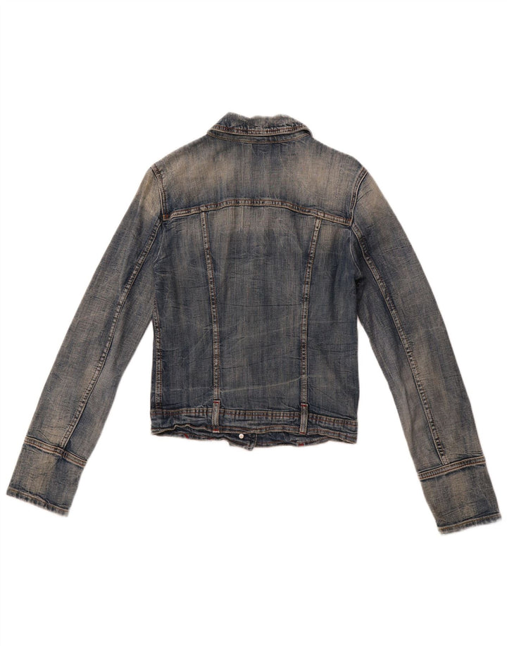 Damska kurtka jeansowa BENETTON Crop UK 10, mała, niebieska, bawełniana