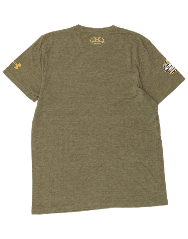 Męski t-shirt z grafiką UNDER ARMOUR Heat Gear, średni khaki