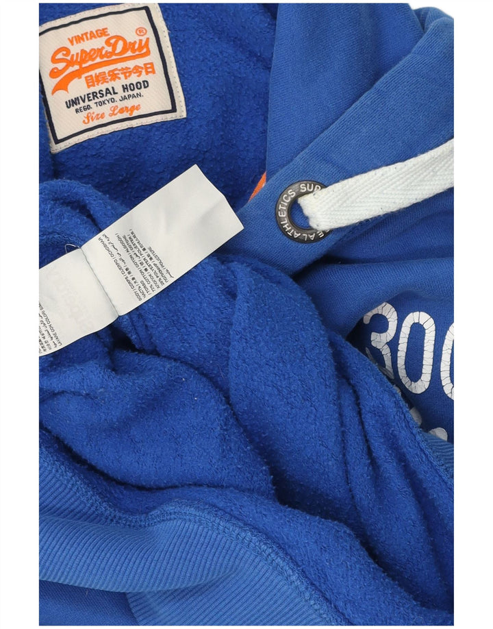 Męski sweter z kapturem Superdry z grafiką, duży, niebieski, bawełniany
