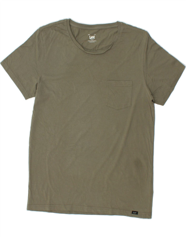 LEE Womens T-Shirt Top UK 16 Large Khaki Cotton | Vintage Lee | Thrift | Second-Hand Lee | Used Clothing | Messina Hembry 