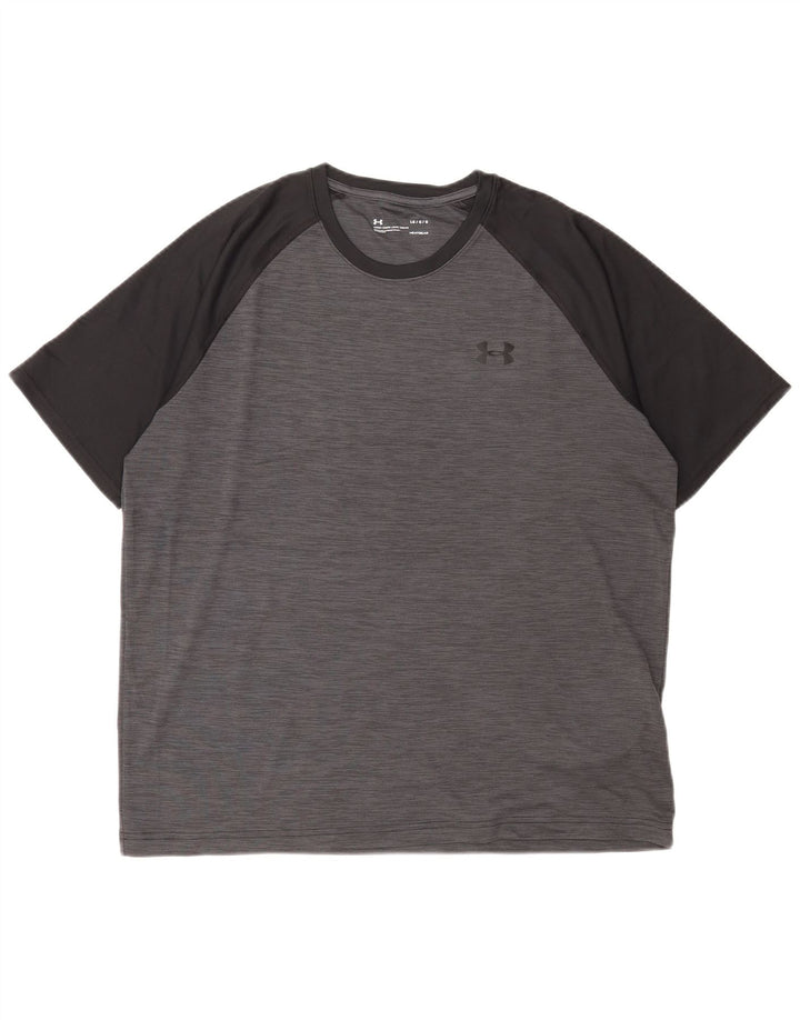 Męski t-shirt Under Armour Heat Gear, duży, szary, poliestrowy blok kolorów