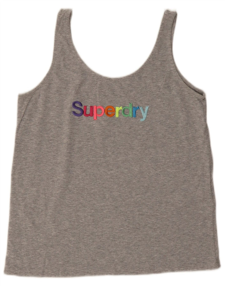Damski top z kamizelką Superdry Graphic UK 8, mały, szary, bawełniany