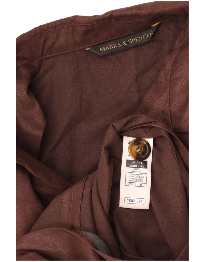 Marks & Spencer Damska marynarka zapinana na 3 guziki, UK 14, duża, brązowa, poliester