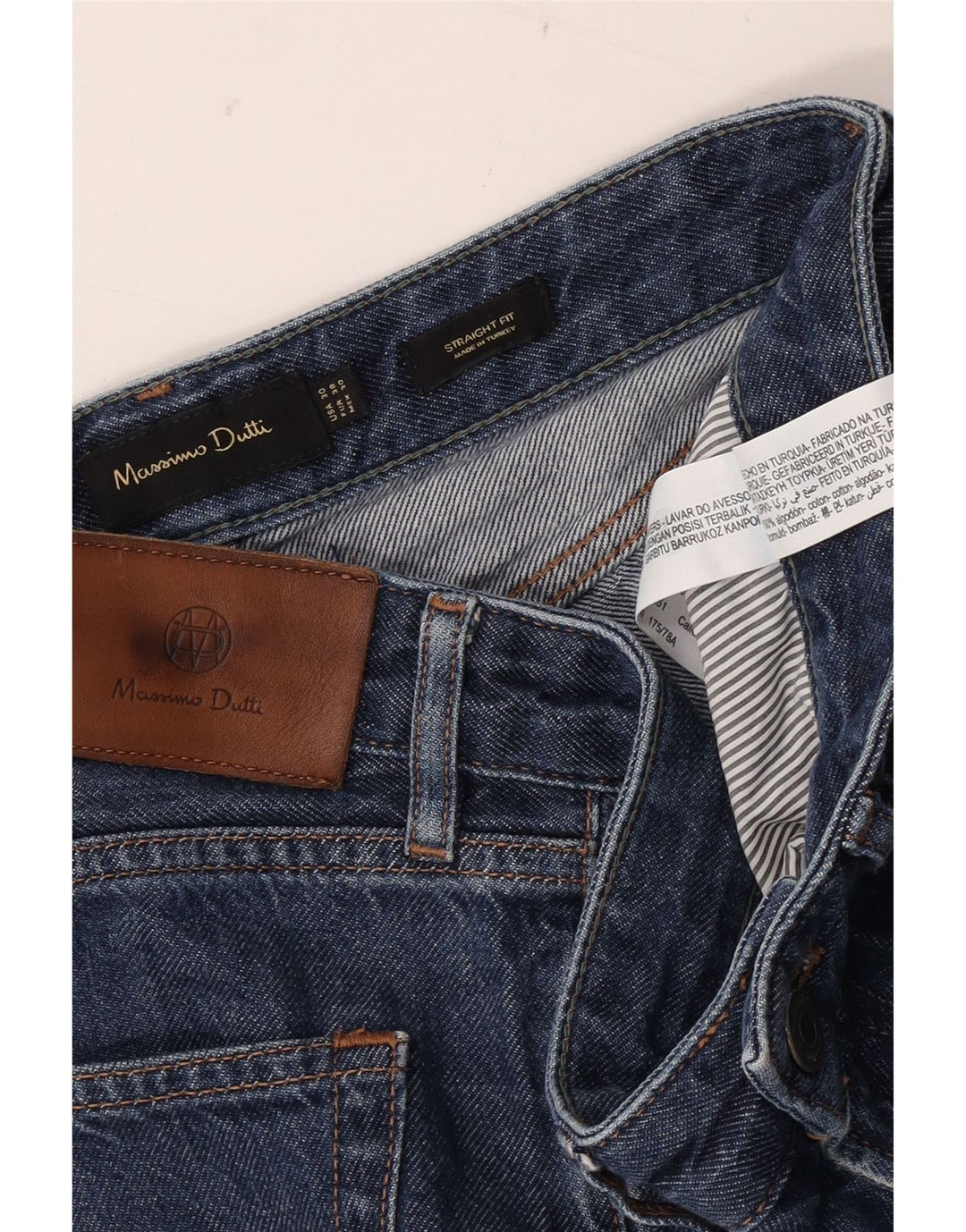 MASSIMO DUTTI Męskie proste dżinsy EU 38 Small W30 L30 Niebieska bawełna