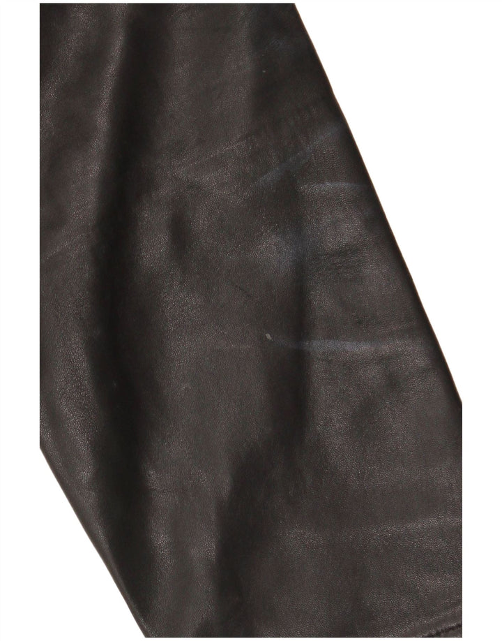 Damska kurtka skórzana JAEGER UK 12, średnia czarna skóra