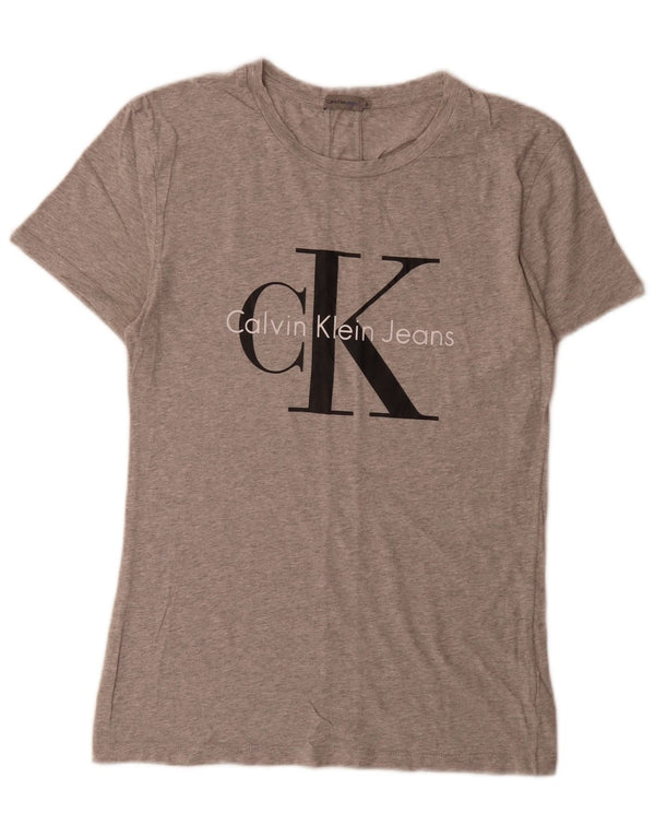 Damska koszulka graficzna Calvin Klein Jeans Top UK 14 Medium Grey Flecked