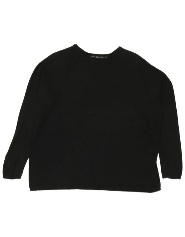 Damski sweter oversize z dekoltem w łódkę Zara UK 14, średni czarny