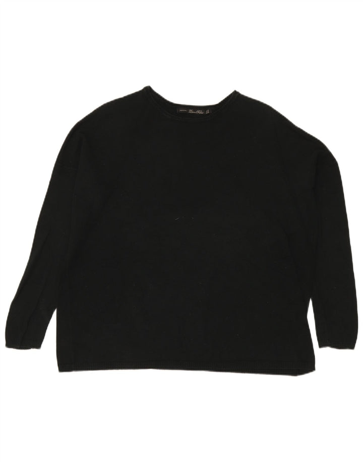 Damski sweter oversize z dekoltem w łódkę Zara UK 14, średni czarny