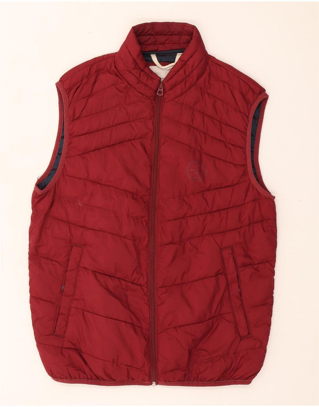 Męska wyściełana kamizelka Jack & Jones UK 38, średni bordowy poliester