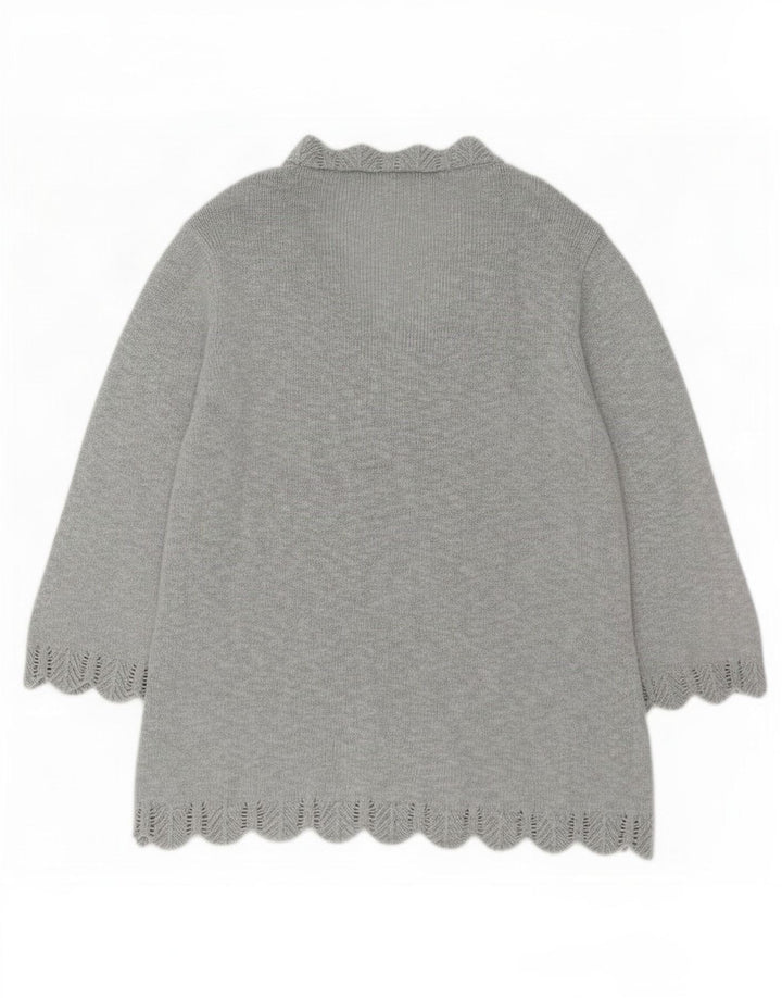 Marks & Spencer Damski sweter z popeliny z dekoltem w kształcie litery V, UK 16, duży, szary