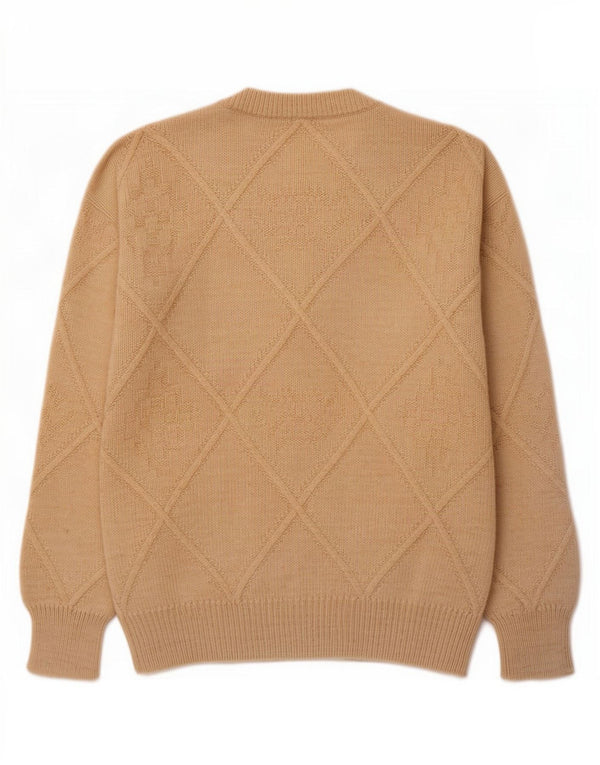 Męski sweter z okrągłym dekoltem Trussardi XL Beżowy Argyle/Diamentowe włosie wielbłądziej