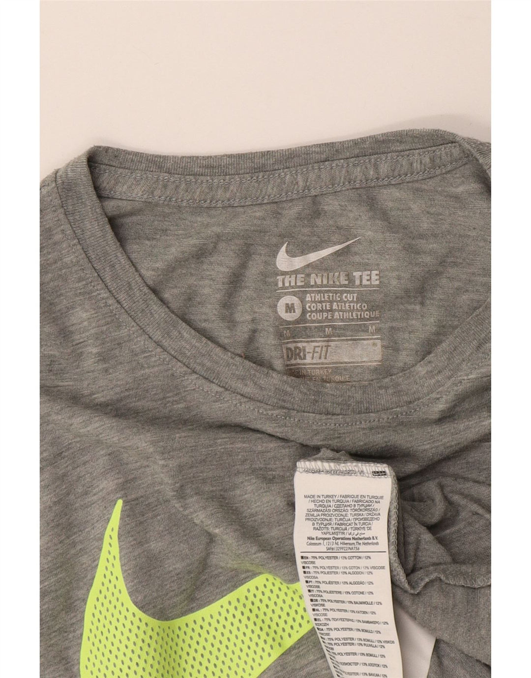 Damska koszulka Nike Dri Fit z grafiką Top UK 12, średni szary, nakrapiany poliester