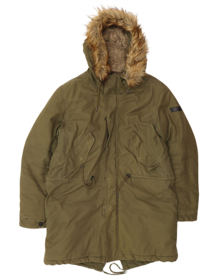 DIESEL Męska kurtka parka z kapturem UK 42 XL, bawełna khaki