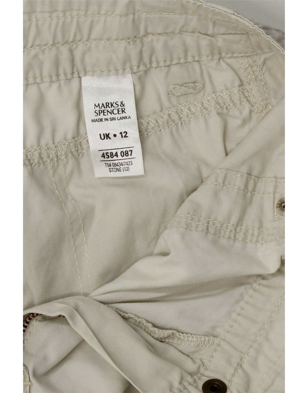 Marks & Spencer Damskie spodenki cargo UK 12 Medium W30 Beżowa bawełna