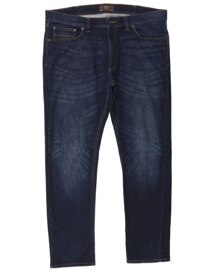 Marks & Spencer Męskie jeansy slim W38 L31 Granatowe, bawełniane