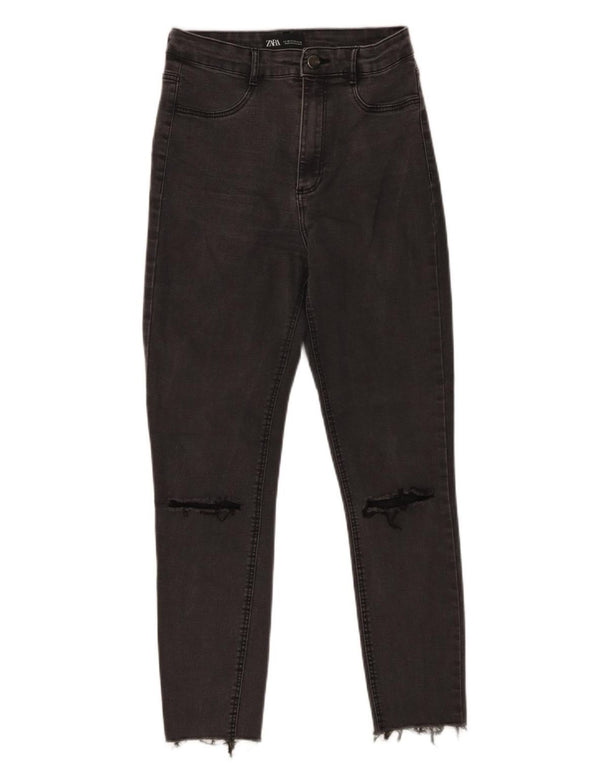 Damskie jeansy Zara w trudnej sytuacji, przycięte, EU 38, małe, W28 L25, szare