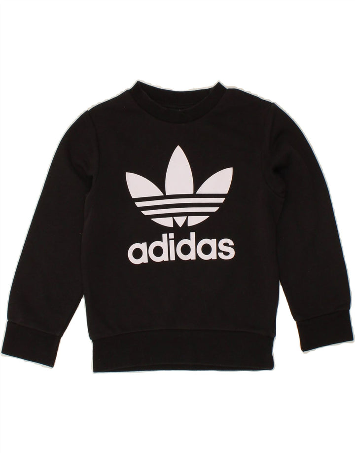 ADIDAS Boys Graphic Sweatshirt Jumper 2-3 Years Black Vintage Adidas and Second-Hand Adidas from Messina Hembry 