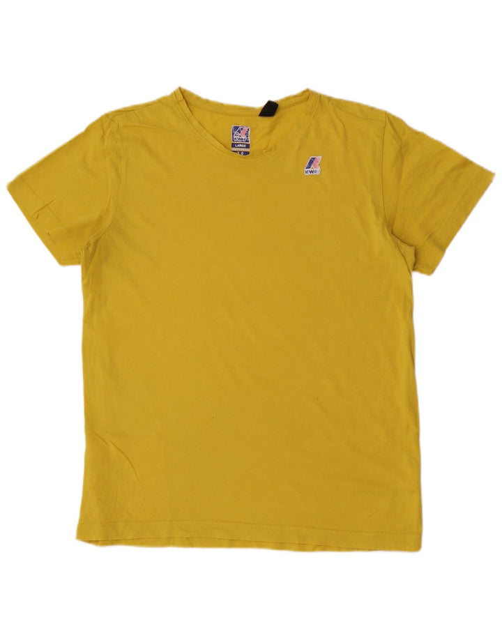 Męski T-shirt K-Way, duży, żółty, bawełniany