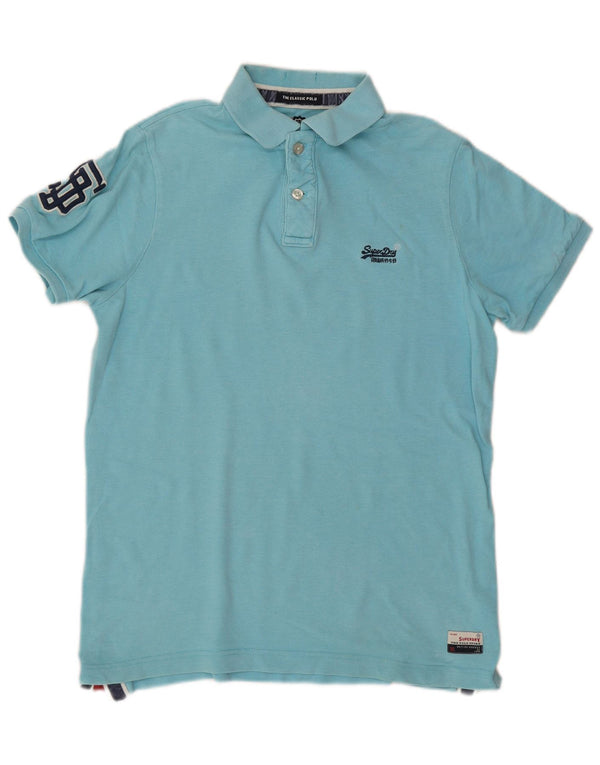 Męska koszulka polo Superdry z grafiką XL, niebieska, bawełniana