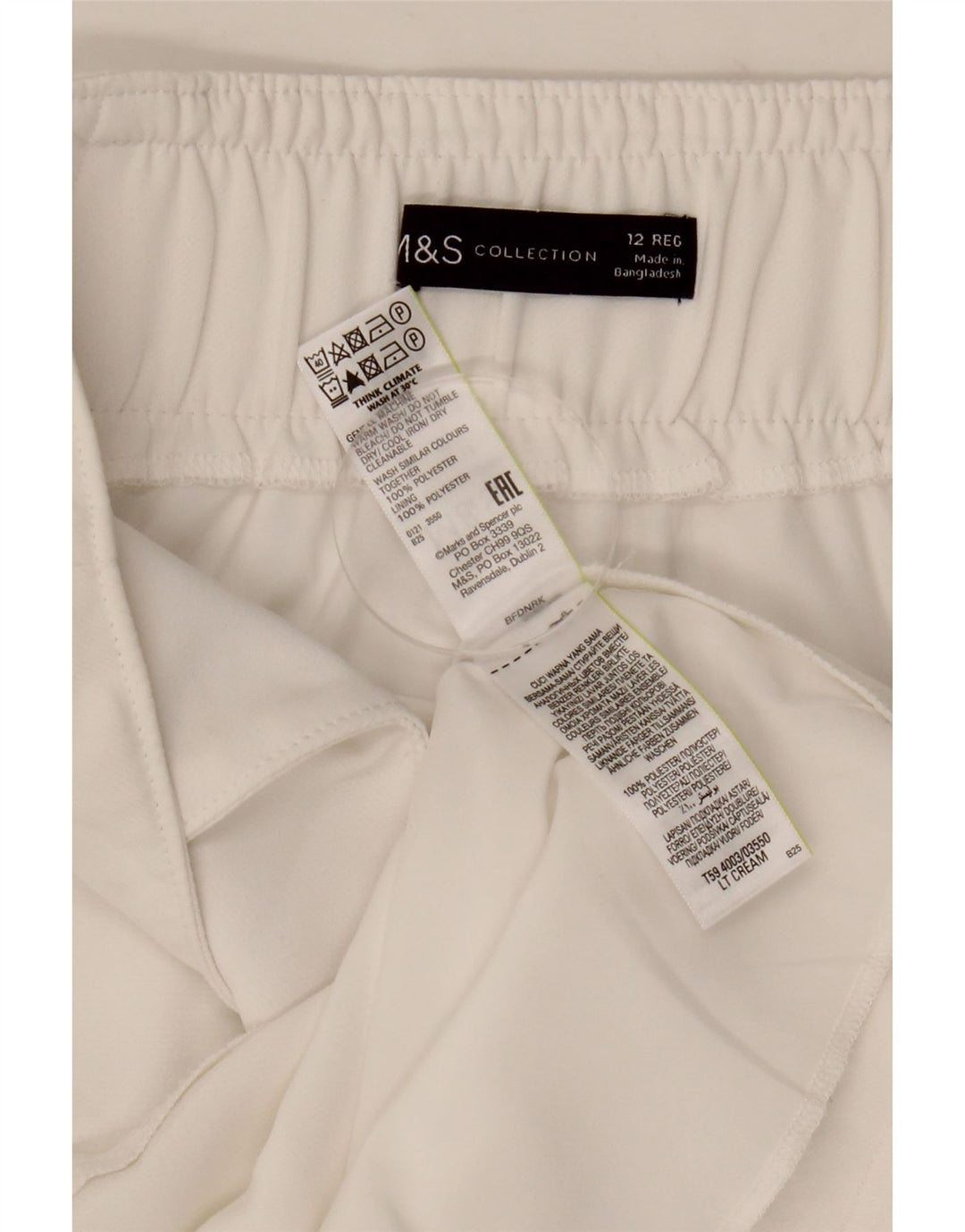 MARKS & SPENCER Damska prosta spódnica UK 12 Medium W30 Biały poliester
