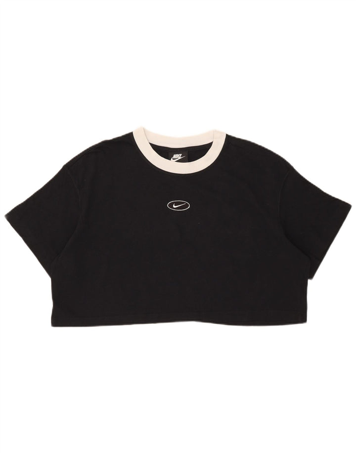 Damski T-shirt Nike Crop Oversize Top UK 14 Średni Czarny