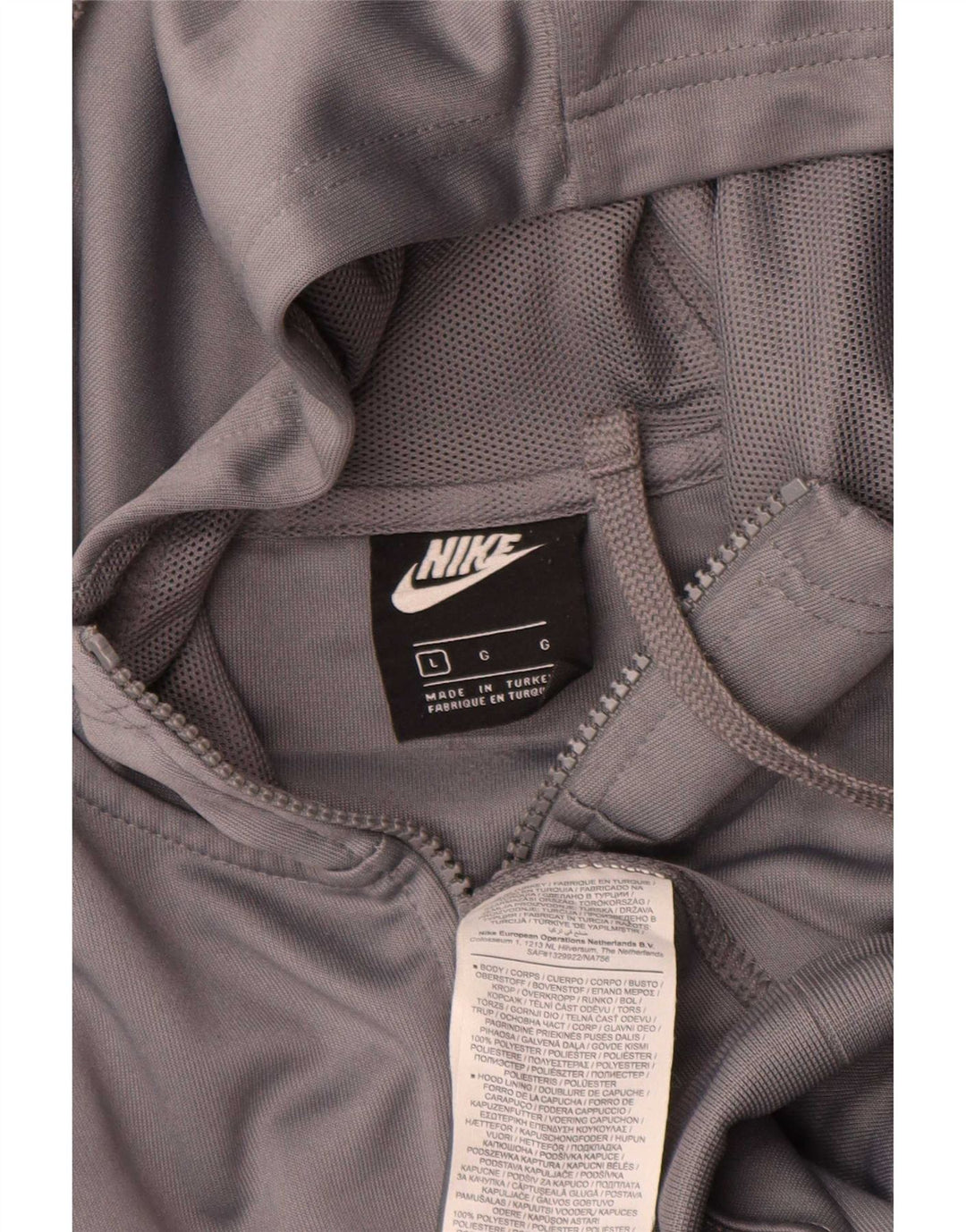 Męski sweter z kapturem i zamkiem błyskawicznym Nike, duży szary poliester z blokami kolorów