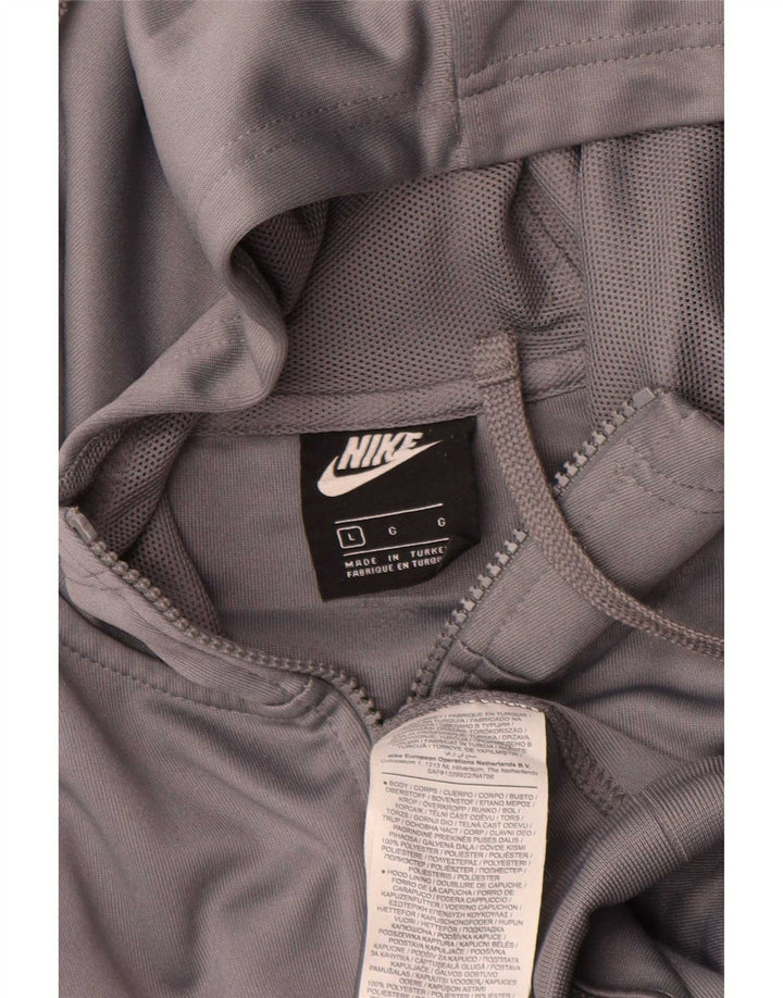 Męski sweter z kapturem i zamkiem błyskawicznym Nike, duży szary poliester z blokami kolorów