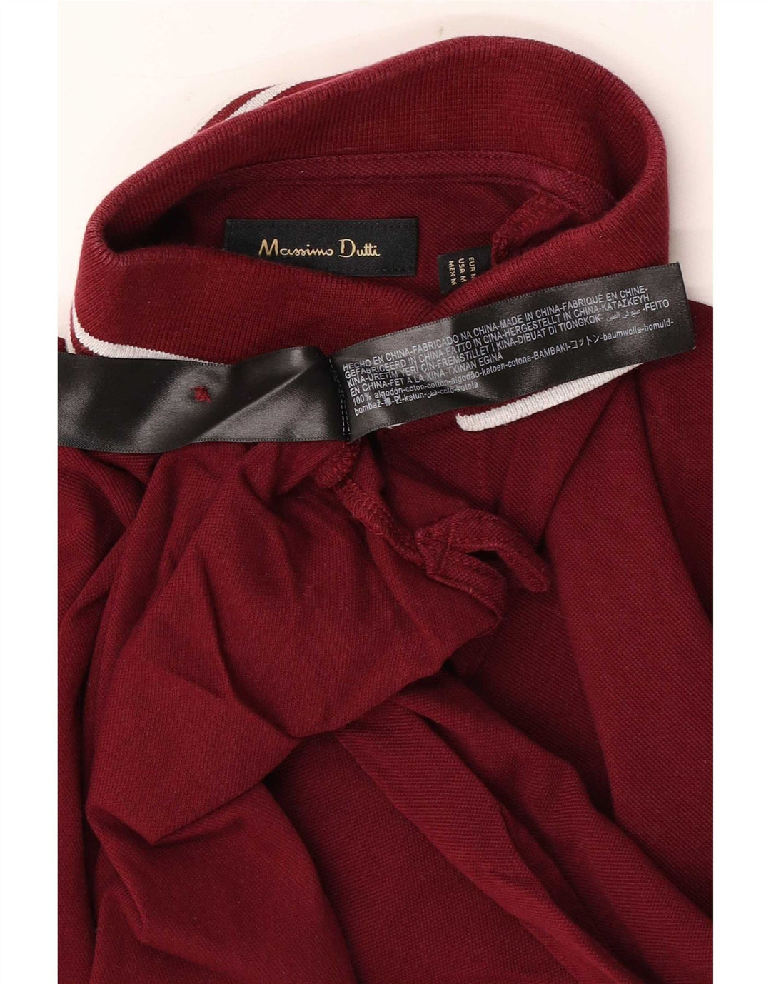 Męska koszulka polo Massimo Dutti, bawełniana w średnie bordowe paski