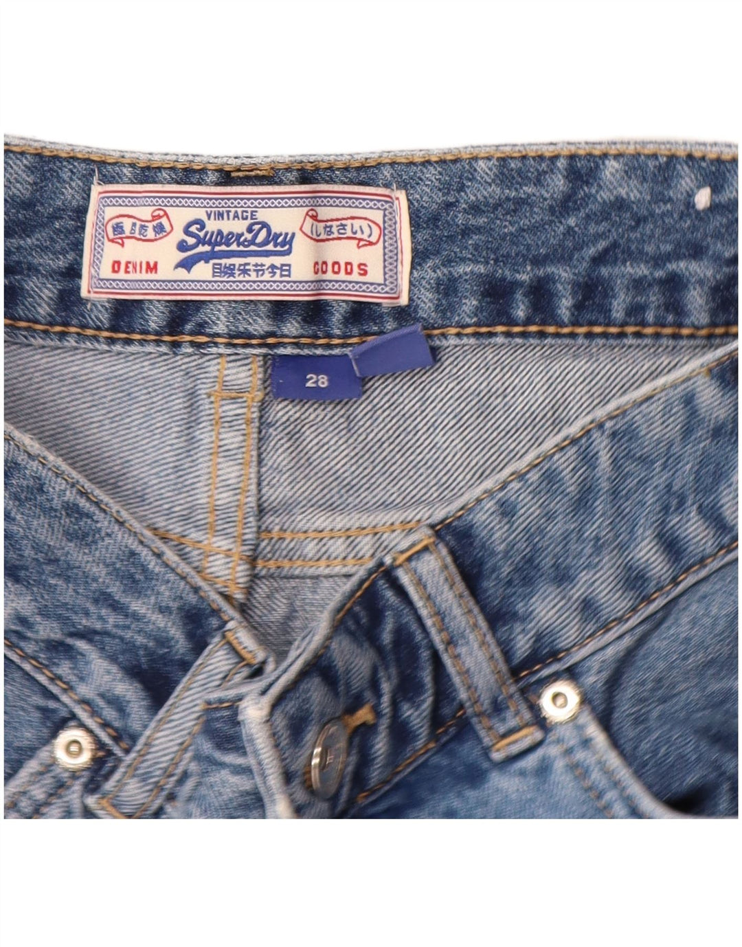 Damskie spodenki jeansowe Superdry W28 Średnioniebieskie, bawełniane