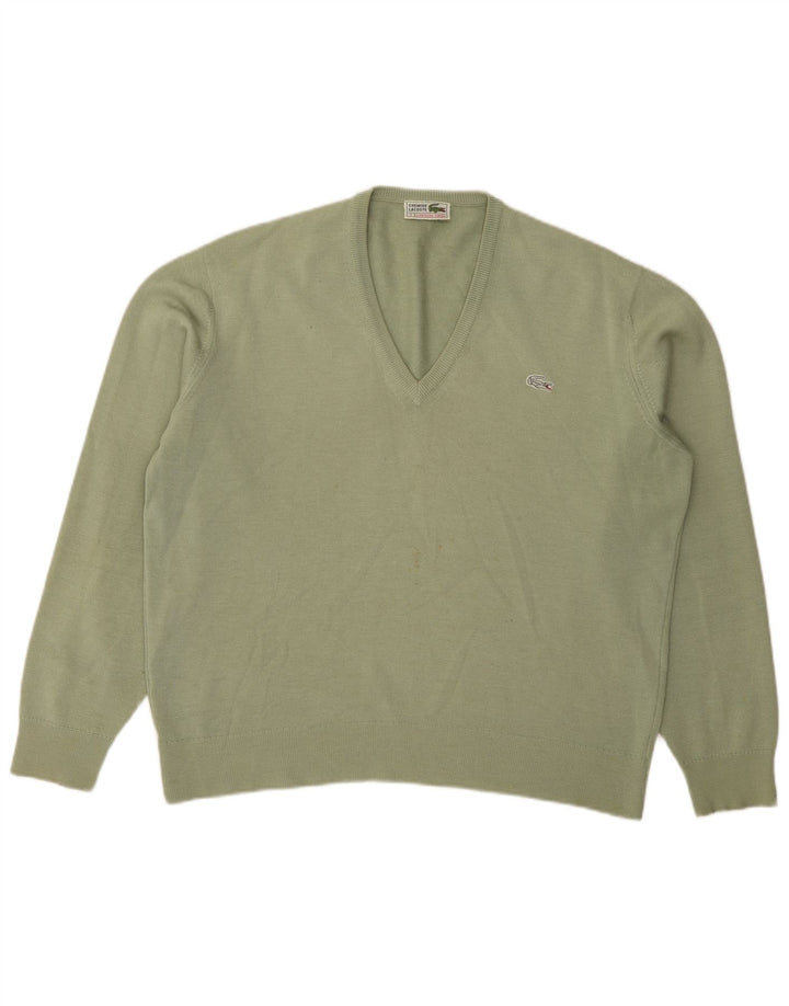 Męski sweter Lacoste z dekoltem w kształcie litery V, rozmiar 7 2XL, zielony