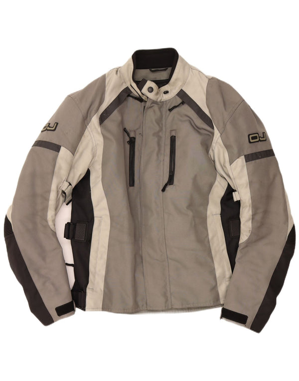 OJ Atmosfere Mens Graphic Bomber Jacket UK 40 Large Grey Colourblock