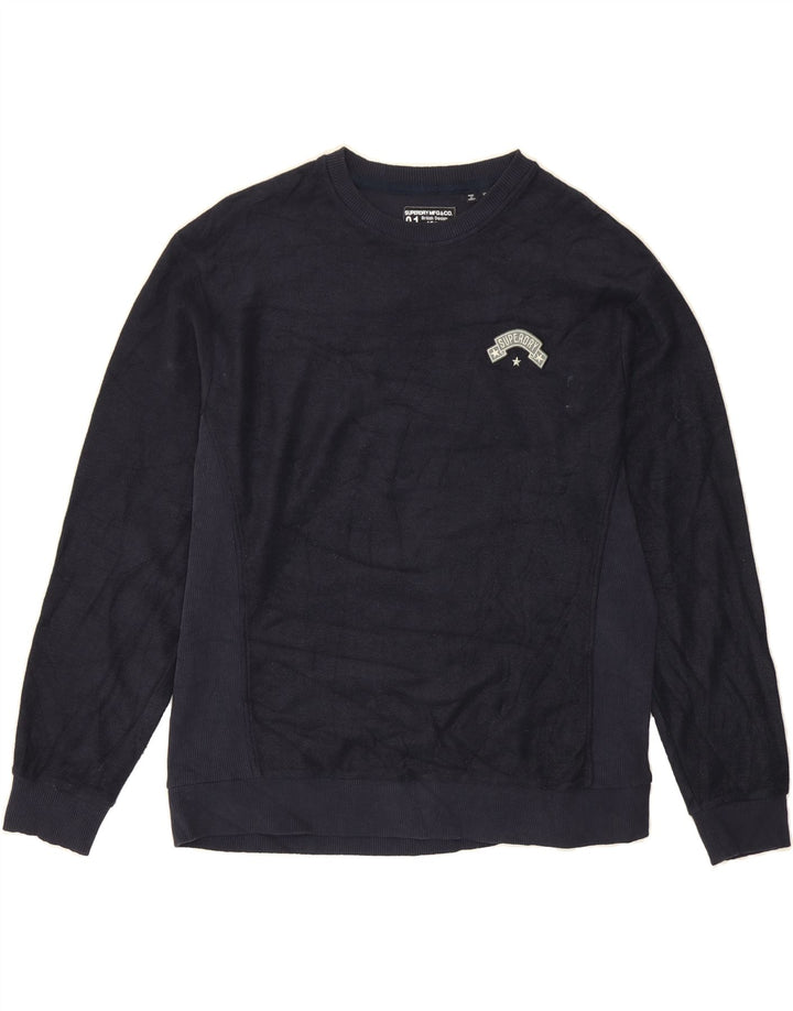 SUPERDRY Womens Oversized Sweatshirt Jumper UK 8 Small Navy Blue Cotton Vintage Superdry and Second-Hand Superdry from Messina Hembry 