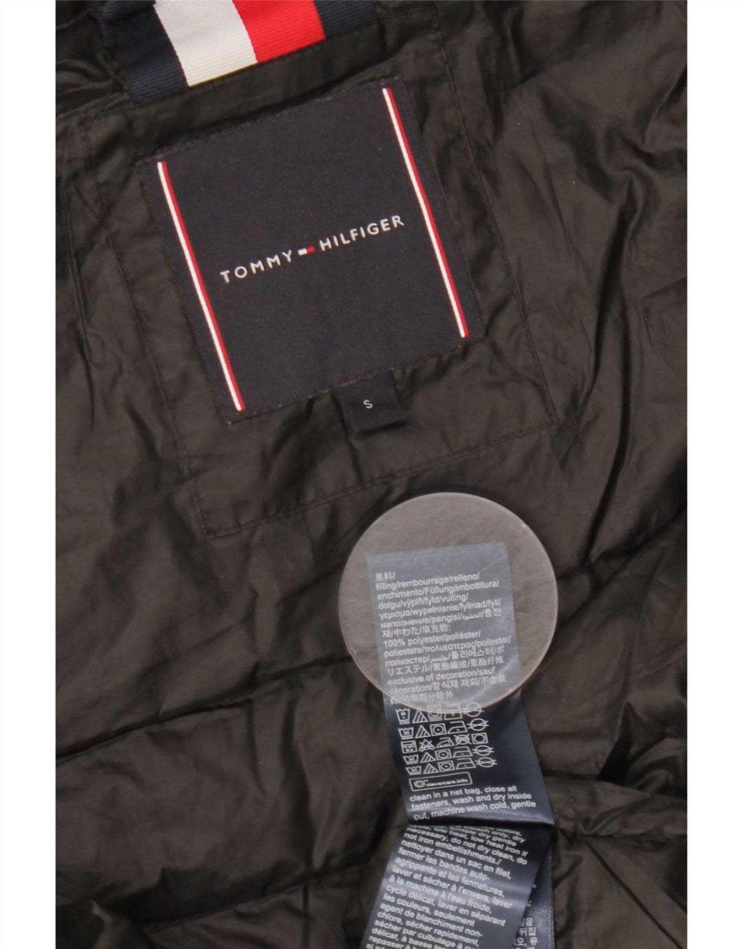 Męska wyściełana kamizelka TOMMY HILFIGER UK 36, mała, czarna, poliester