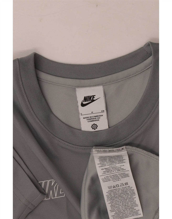 Męski T-shirt z grafiką Nike, mały, szary, poliestrowy blok kolorów