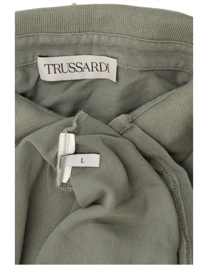 TRUSSARDI Mens Polo Shirt Large Khaki