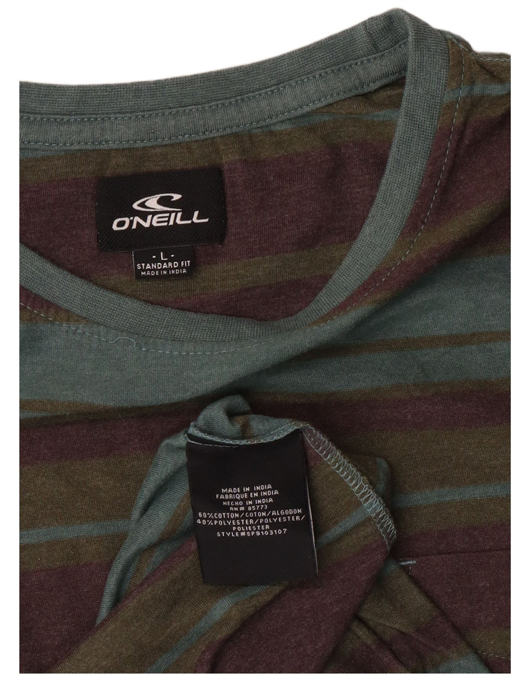 T-shirt męski O'Neill o standardowym kroju, duży, bawełniany w wielokolorowe paski