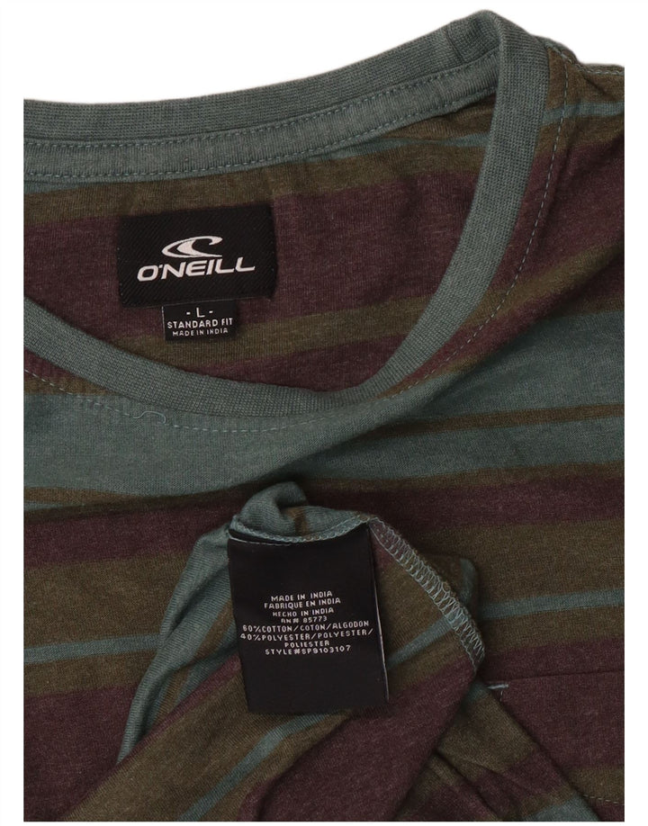 T-shirt męski O'Neill o standardowym kroju, duży, bawełniany w wielokolorowe paski