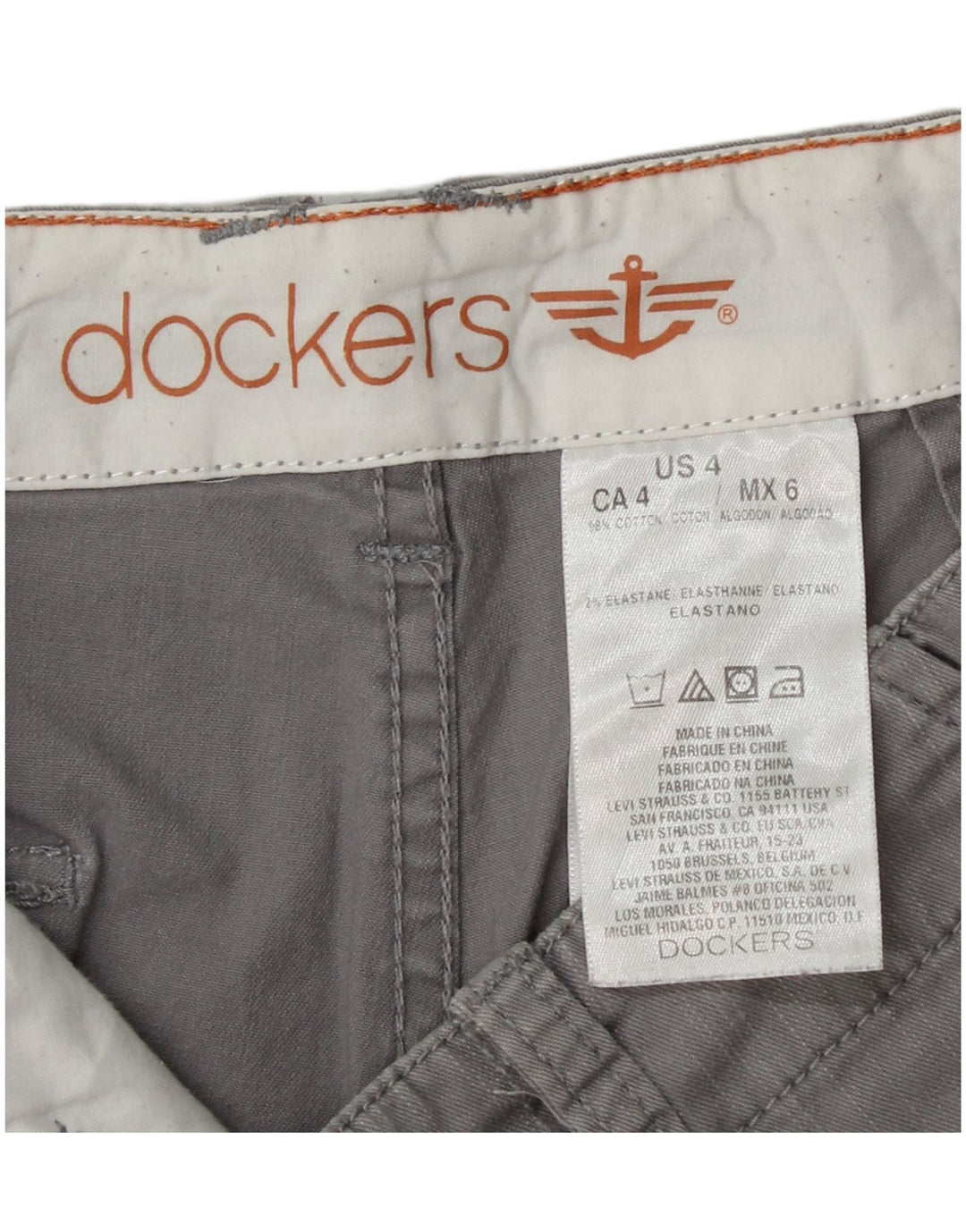 Damskie spodenki chino DOCKERS US 4 małe W28 szara bawełna