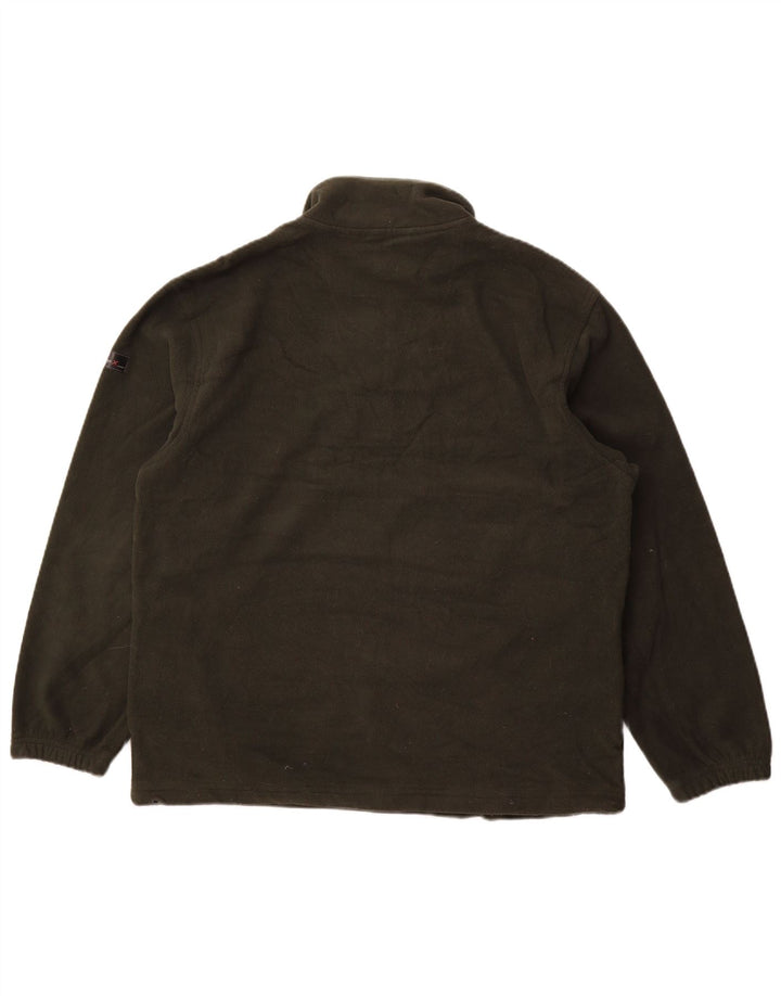 IZOD Męski sweter polarowy z zamkiem błyskawicznym, dużym blokiem kolorów khaki