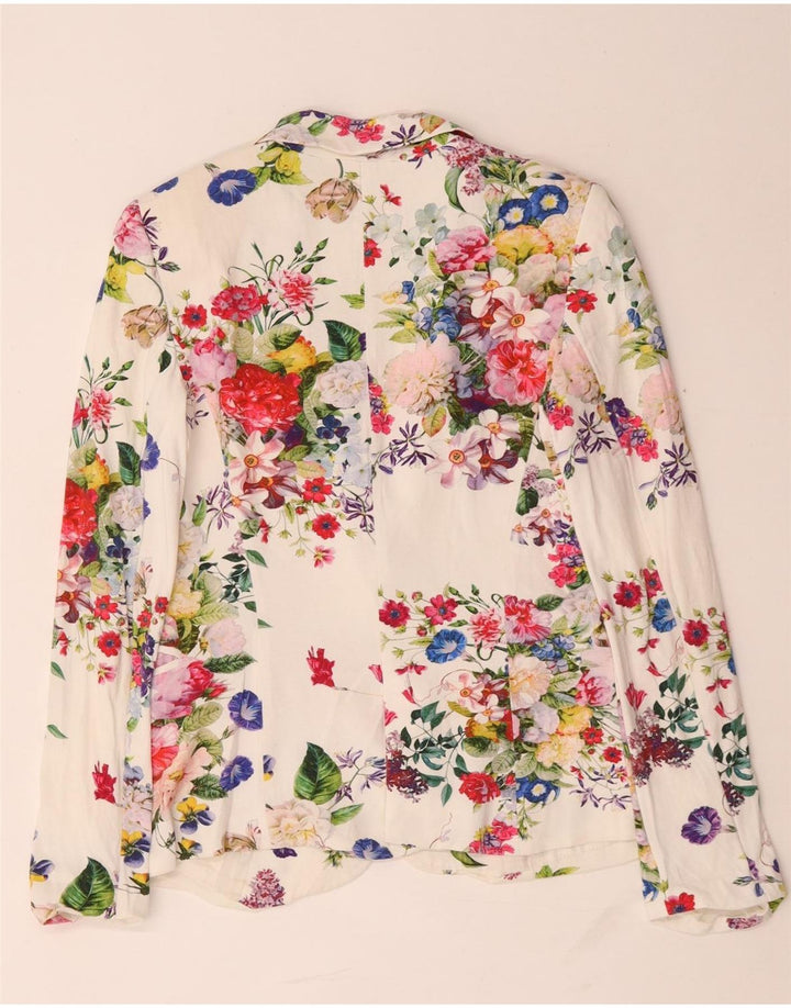 Damska marynarka Zara zapinana na 1 guzik UK 10 Small White Floral Wiskoza