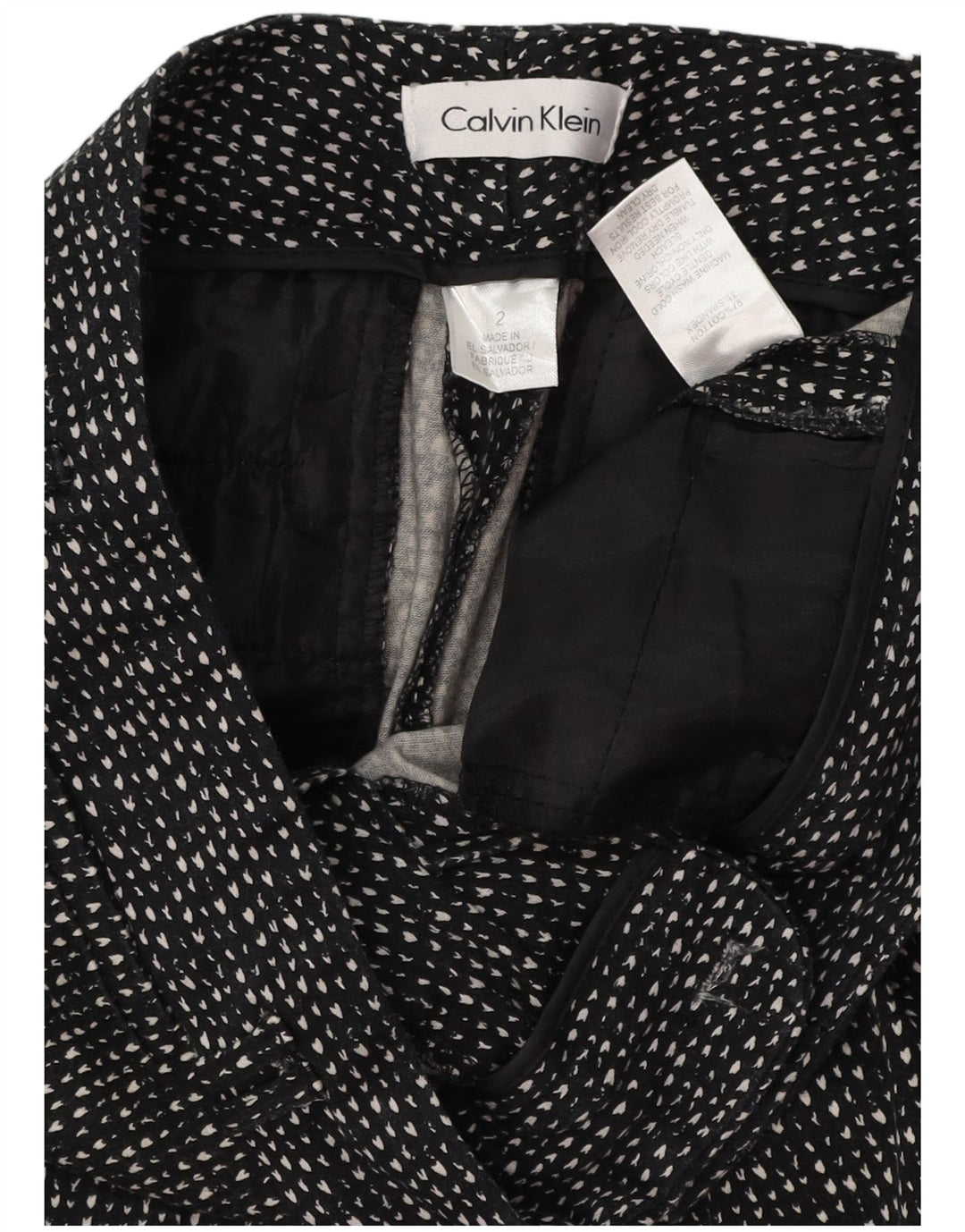 Damskie spodnie typu slim casual CALVIN KLEIN US 2 XS W28 L28 czarne cętki