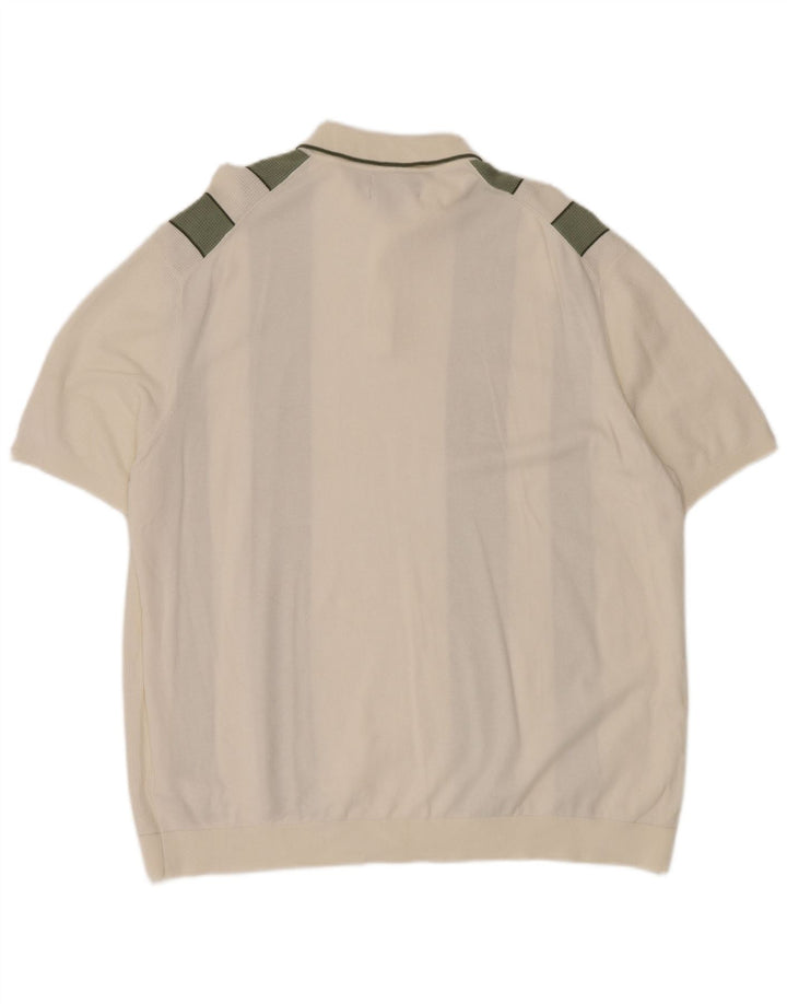 Męska koszulka polo MARKS & SPENCER 3XL, biała, bawełniana w bloki kolorów