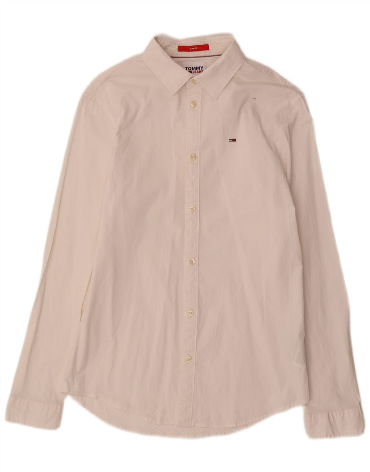 Koszula męska Slim Fit Tommy Hilfiger, średnia biała bawełna
