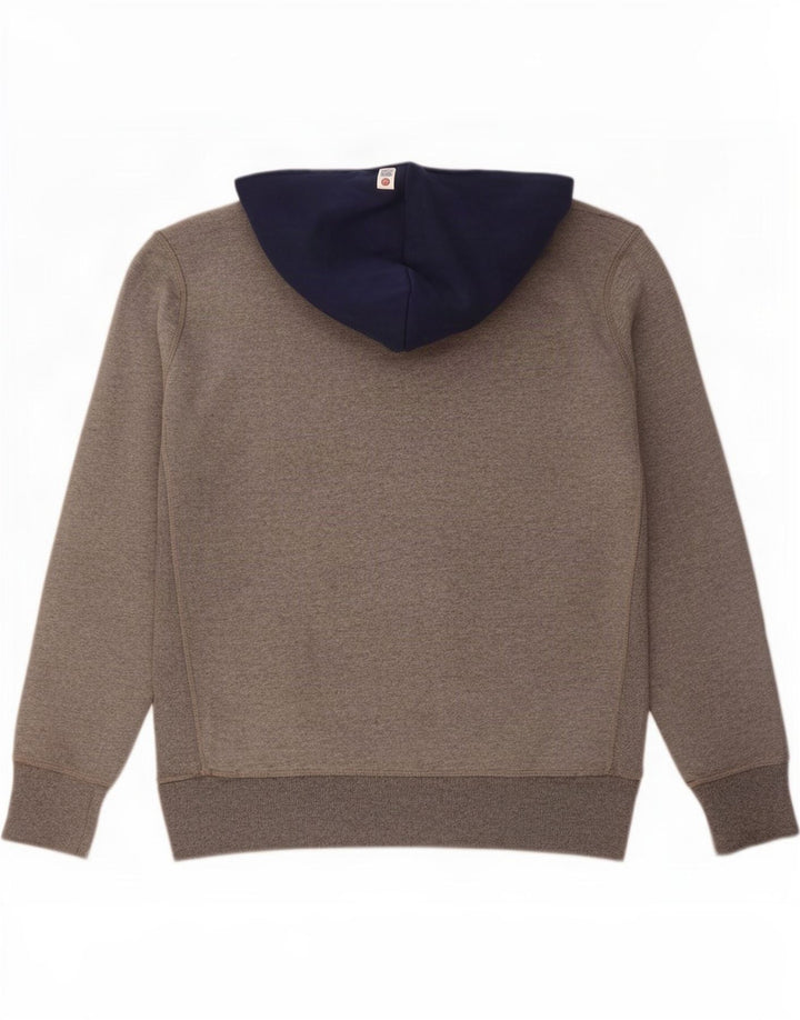 Męski sweter z kapturem i grafiką Franklin & Marshall, duży, szary, z blokami kolorów