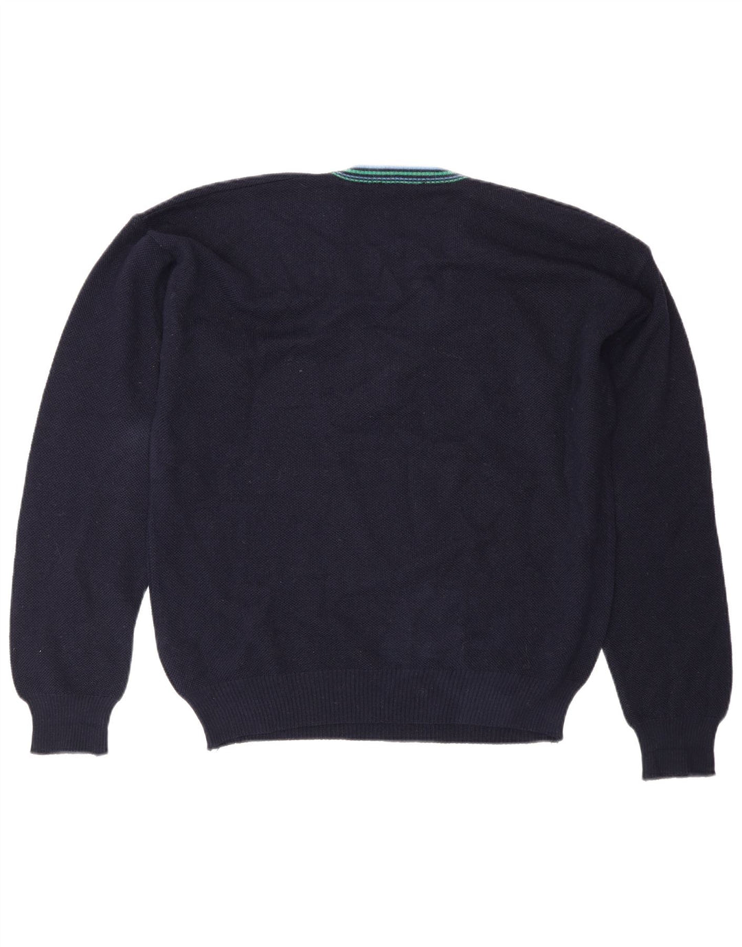 Męski sweter w stylu vintage z dekoltem w szpic IT 50 Średni granatowy wełniany