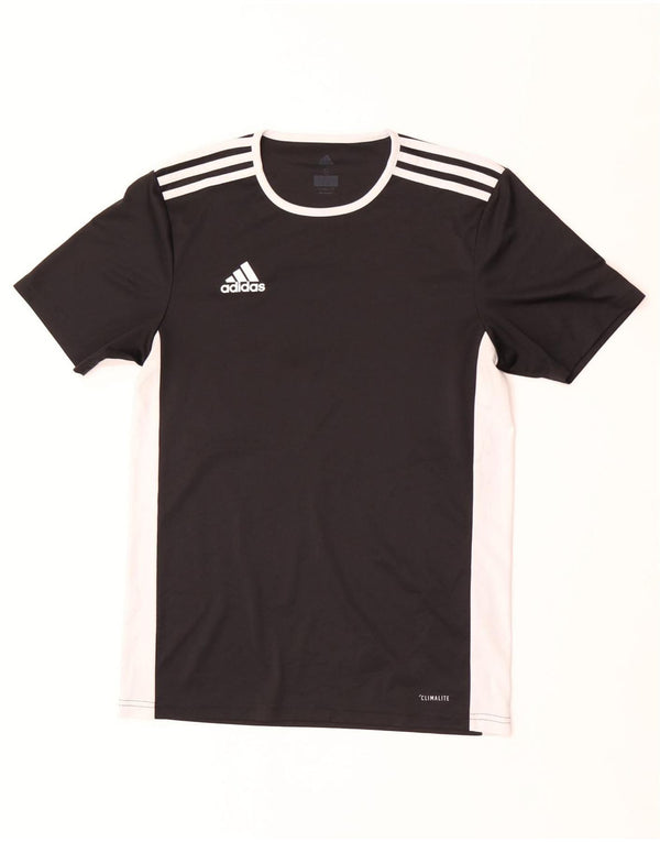 Adidas Męska koszulka Climalite Top, mała, czarna, z blokami kolorów, poliestrowa