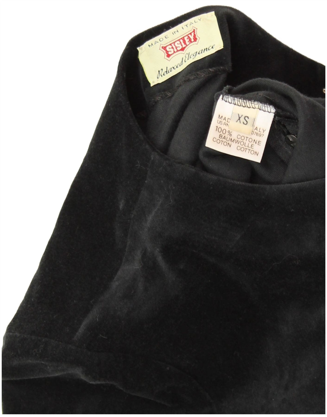 Aksamitna sukienka damska SISLEY UK 6 XS, czarna, bawełniana