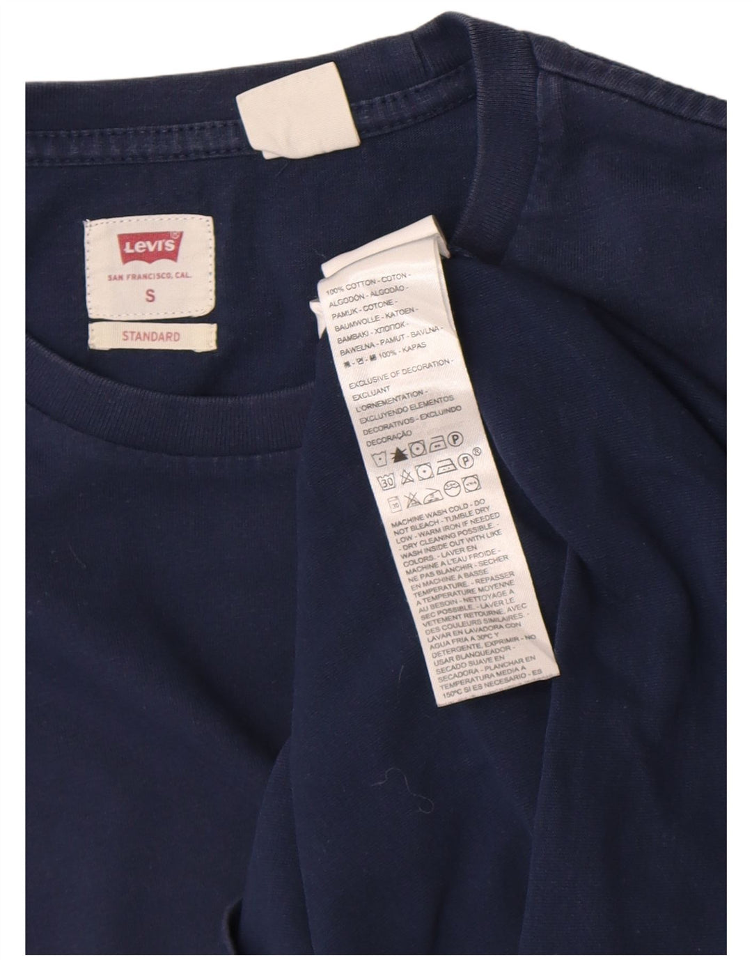 Męski standardowy top Levi's z długim rękawem, mały, granatowy, bawełniany